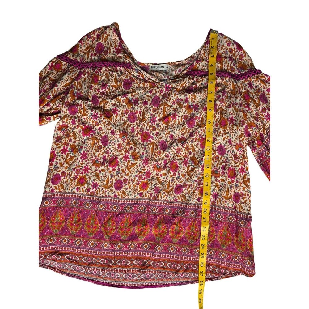 Rusttydustty Womens Off-Shoulder Boho Floral Print Blouse Multicolor 1XL - Picture 5 of 5